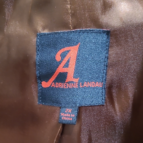 Womens Plus size Adrienne Landau Brown Suede Leather Coat, GUC - Picture 5 of 7